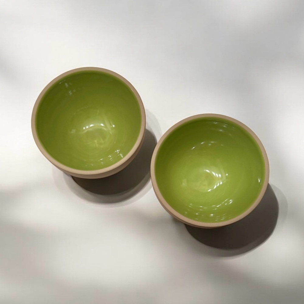 Canvas Home Bright Green and Light Gray Stackable 8 Oz. Bowls ~ Set of 2